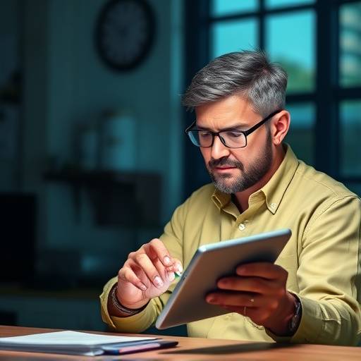 An instructor demonstrating how to add a new contact in WhatsApp on a tablet